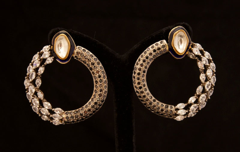 Antique finish zircon earrings