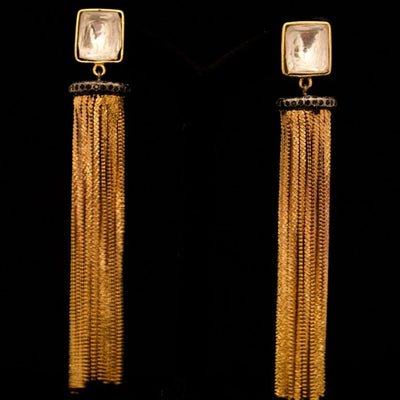 Gold plated chain dangler earrings