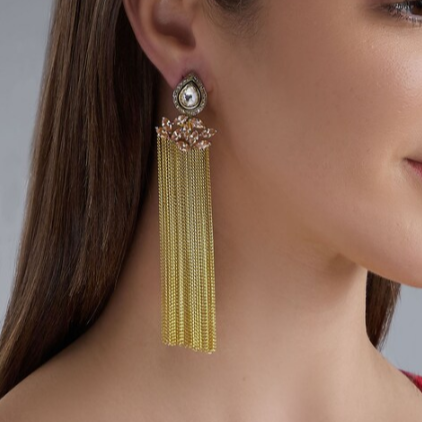 Gold finish dangler earrings