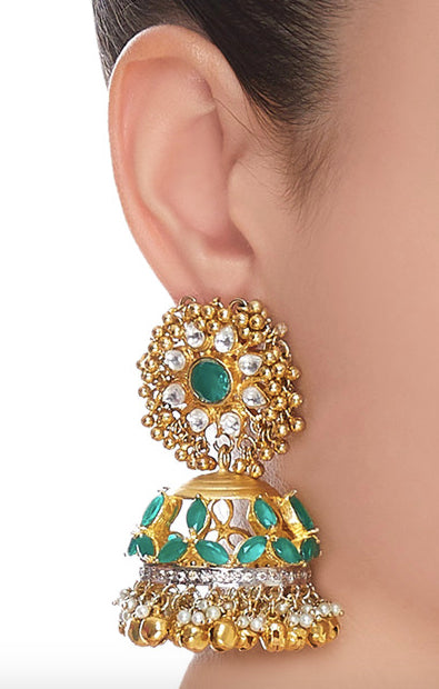 Gold plated kundan polki earrings
