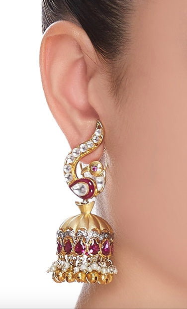 Gold plated kundan polki earrings