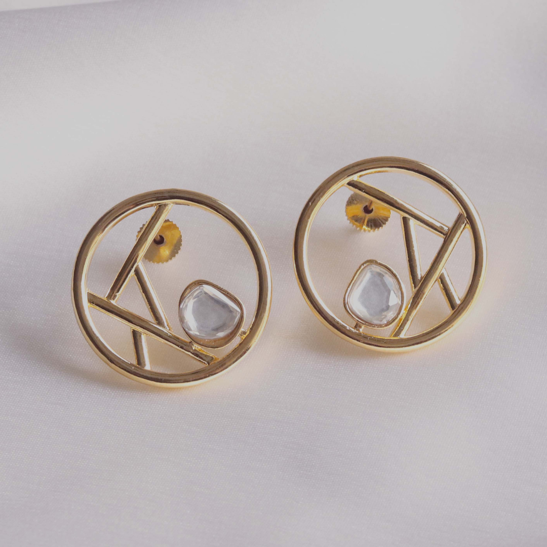 Gold plated contemporary studs
