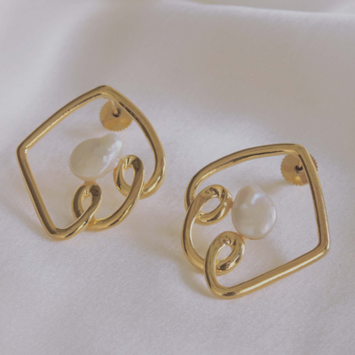 Gold plated contemporary studs