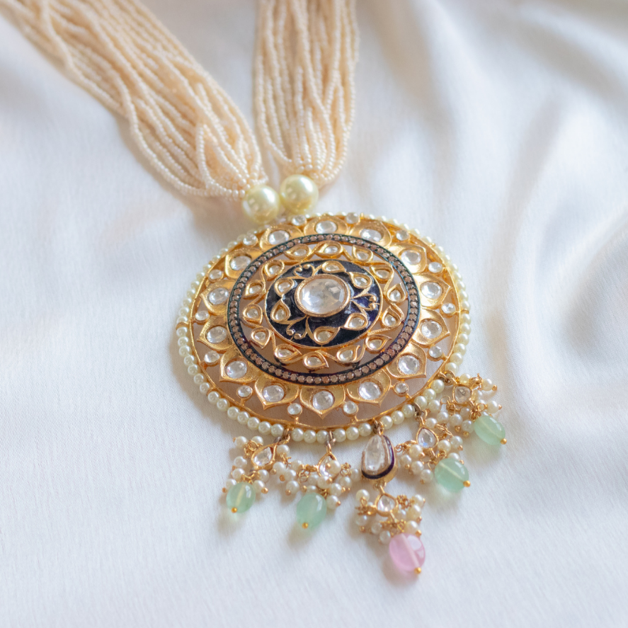 Gold plated kundan polki necklace