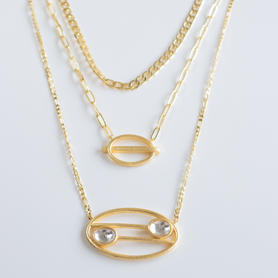 Gold plated multilayer chain necklace
