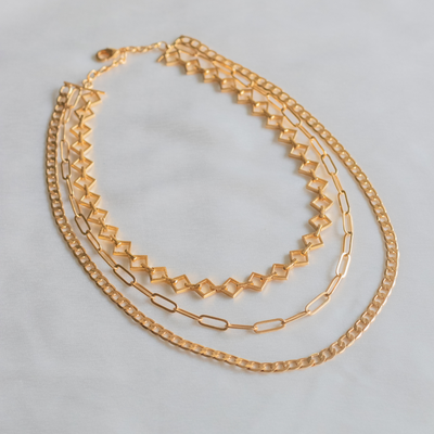 Gold plated contemporary chain necklace