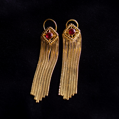 Gold plated contemporary dangler earrings