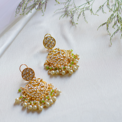 Gold plated kundan polki earrings