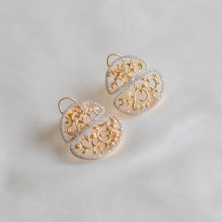 Gold plated contemporary stud earrings