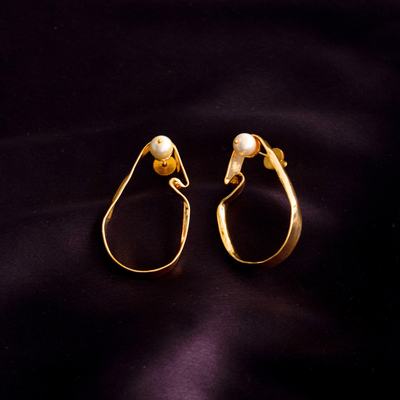 Gold plated contemporary stud earrings