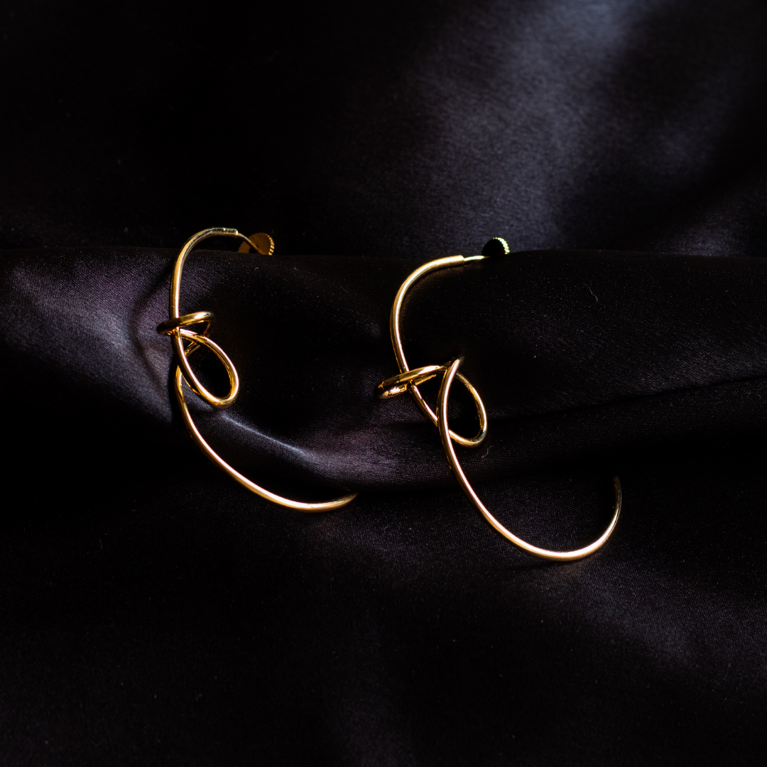 Gold plated contemporary stud hoops