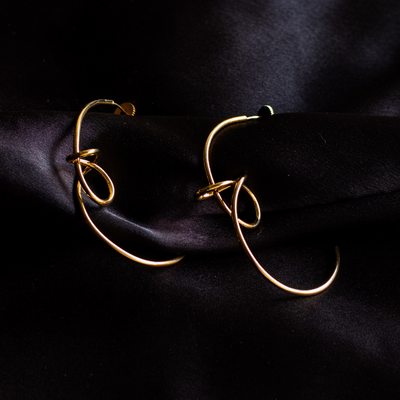 Gold plated contemporary stud hoops