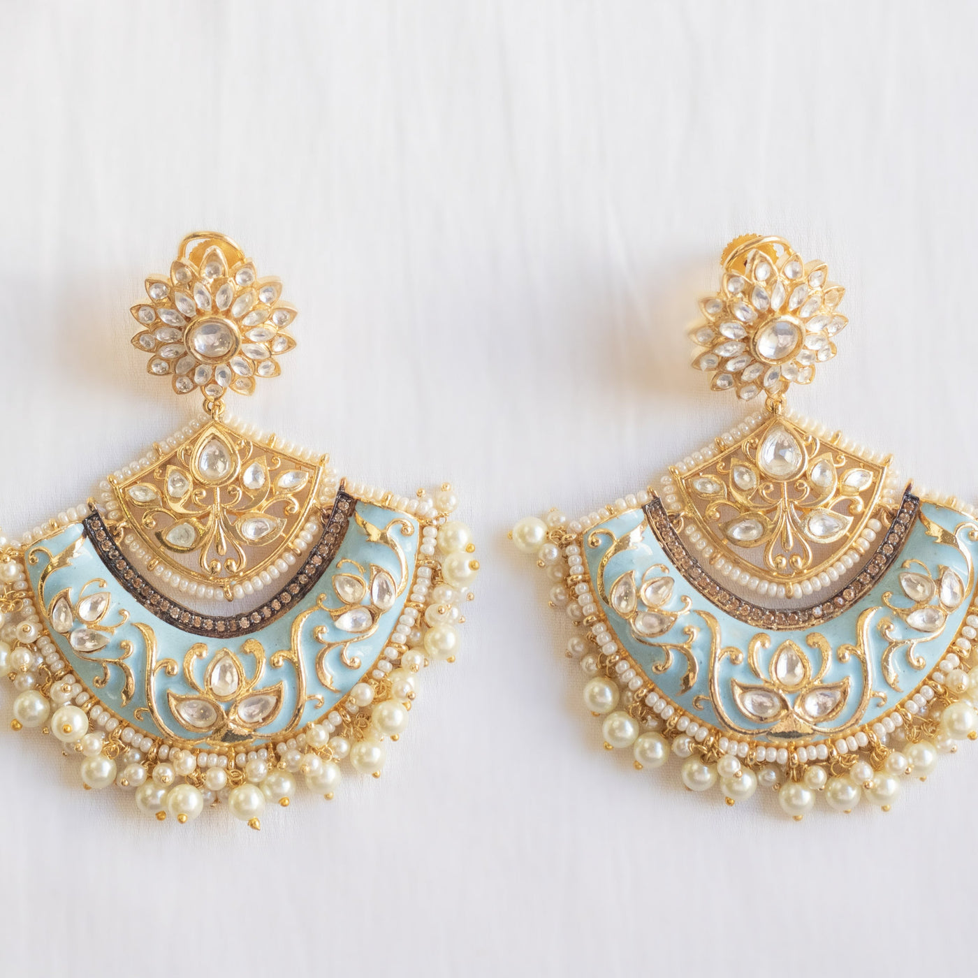 Gold Plated Kundan Polki Earrings