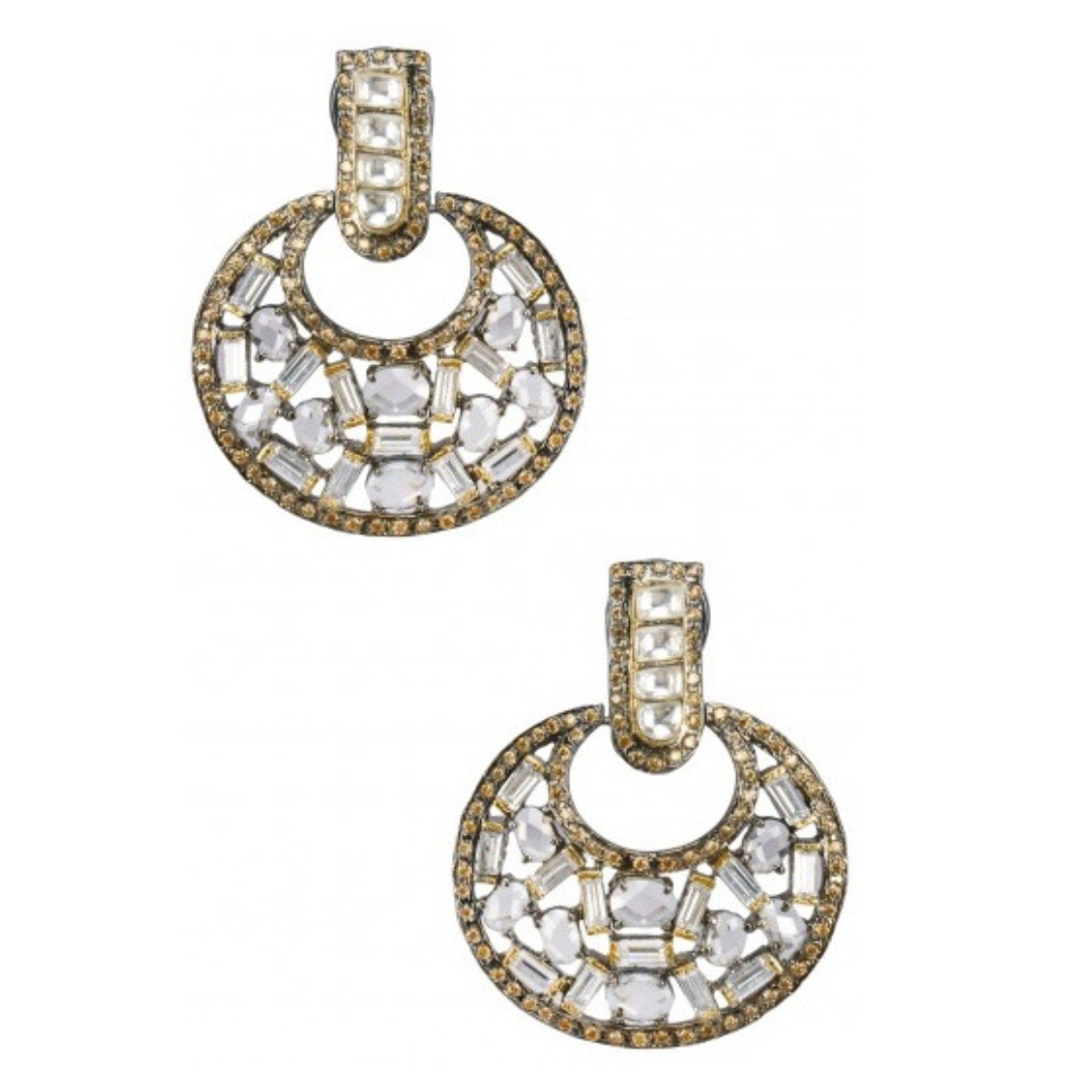 Two tone finish Zircon earrings